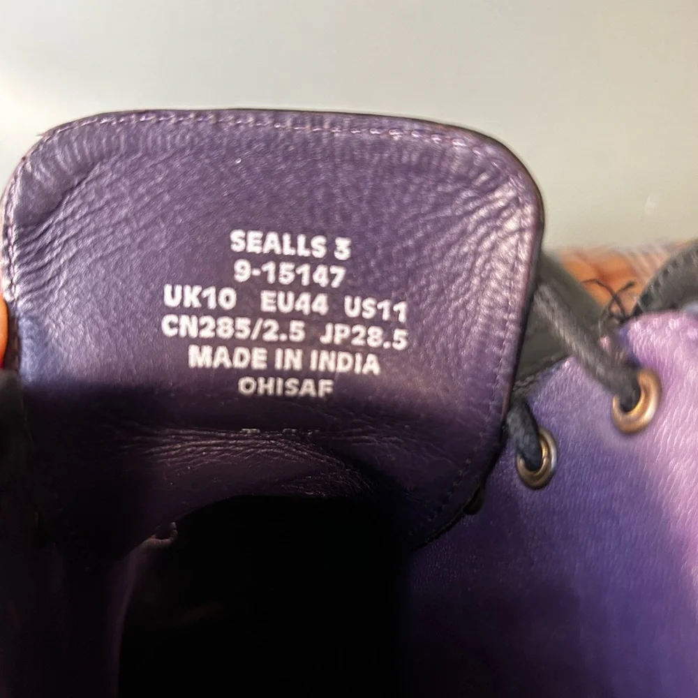 Ted Baker Sealls 3 Black & Purple Accent Leather Wing-tip Brogue Boots